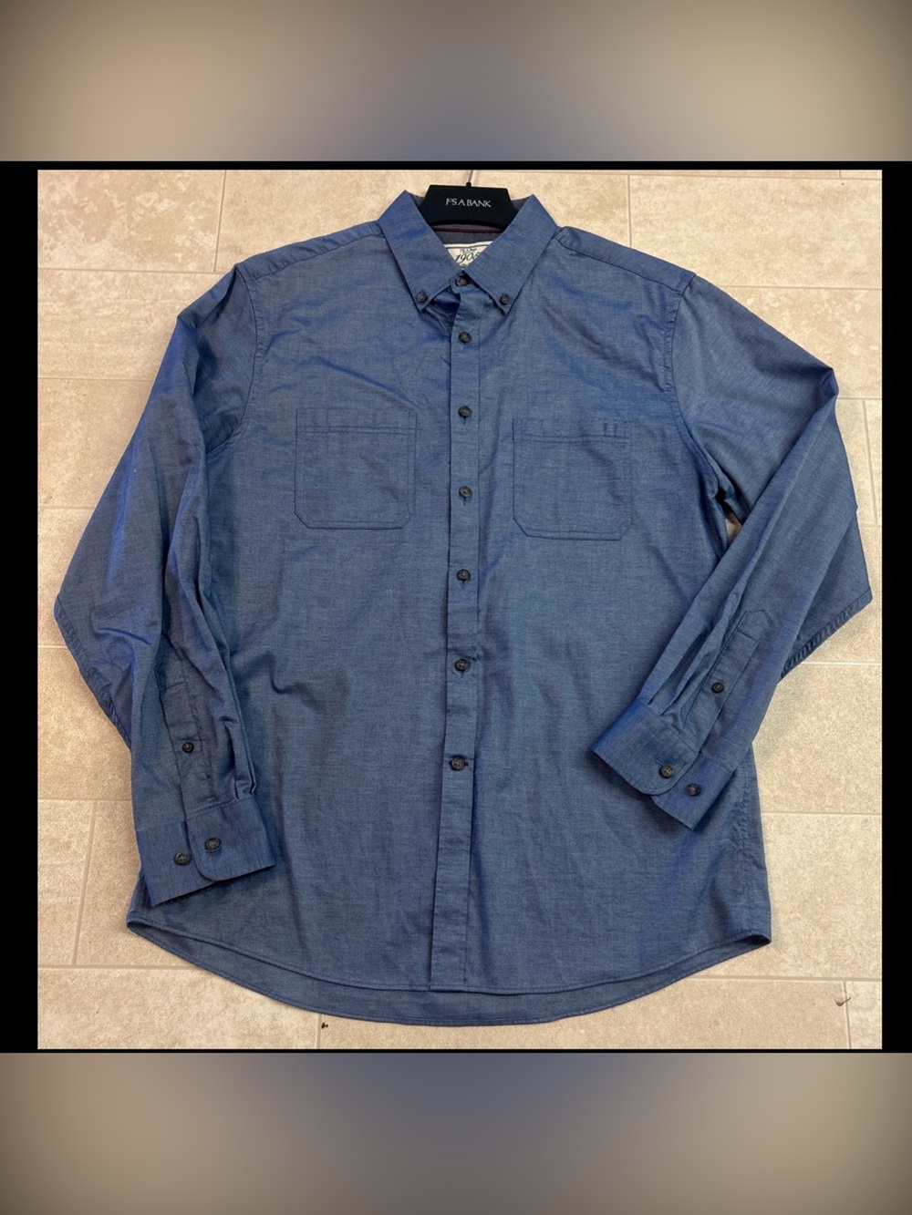 Jos A Bank 1905 Blue Button Up Long Sleeve Shirt Men’s Size Large 100% Cotton